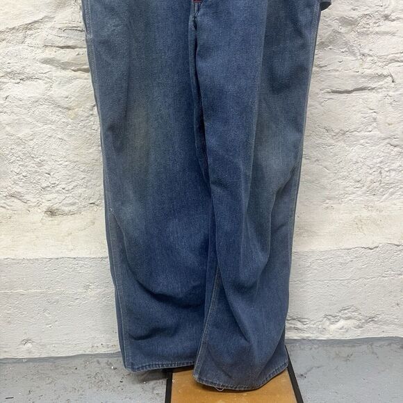 Vintage Big Mac Square Bak Overalls Denim Carpenter Button Fly 80s 40x30 - Picture 4 of 9